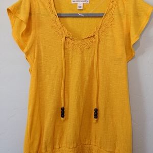 New York Laundry, size small, peasant shirt, boho, yellow